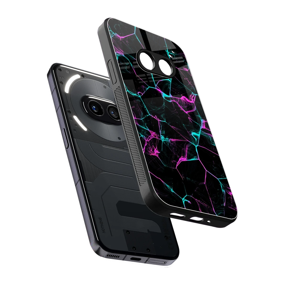 Nebula Veins sleek nothing phone 2a cover with tempered glass back and TPU edges