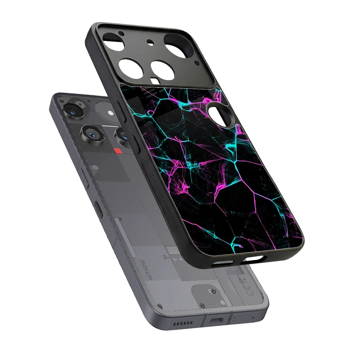 Nebula Veins sleek nothing phone 3 cover with tempered glass back and TPU edges
