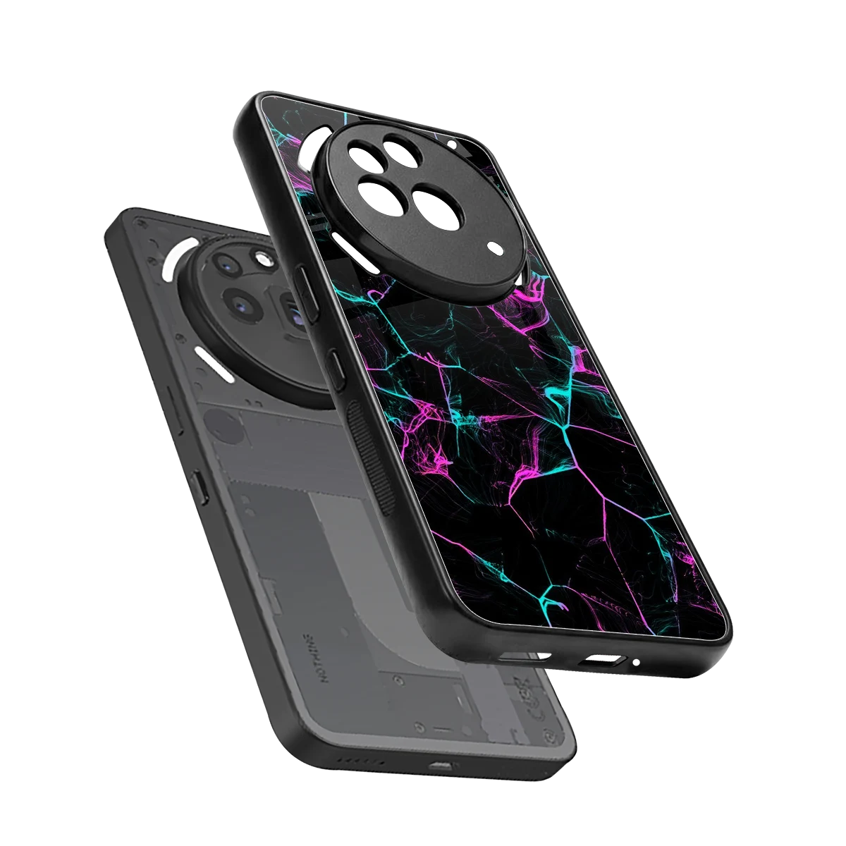 Nebula Veins sleek nothing phone 3a pro cover with tempered glass back and TPU edges