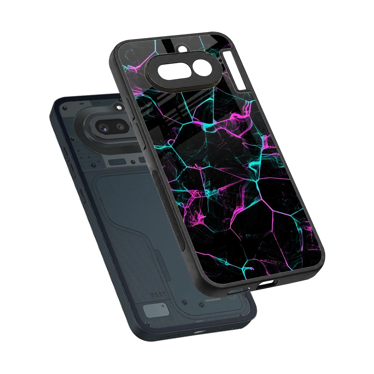 Nebula Veins sleek nothing phone 4a cover with tempered glass back and TPU edges