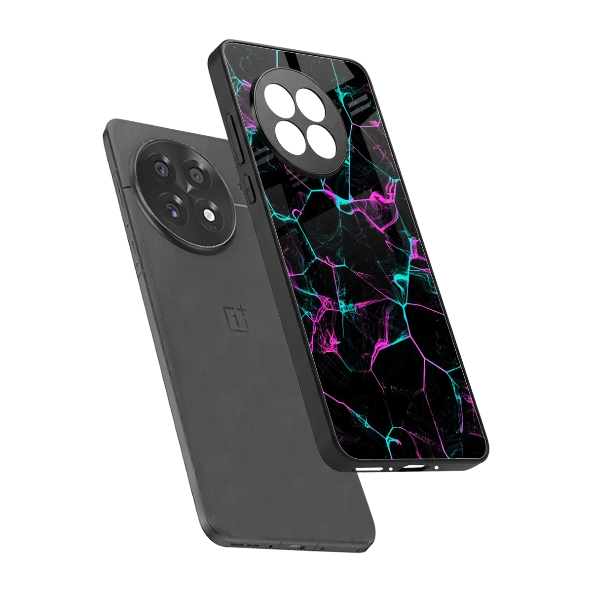 Nebula Veins sleek oneplus 13r cover with tempered glass back and TPU edges
