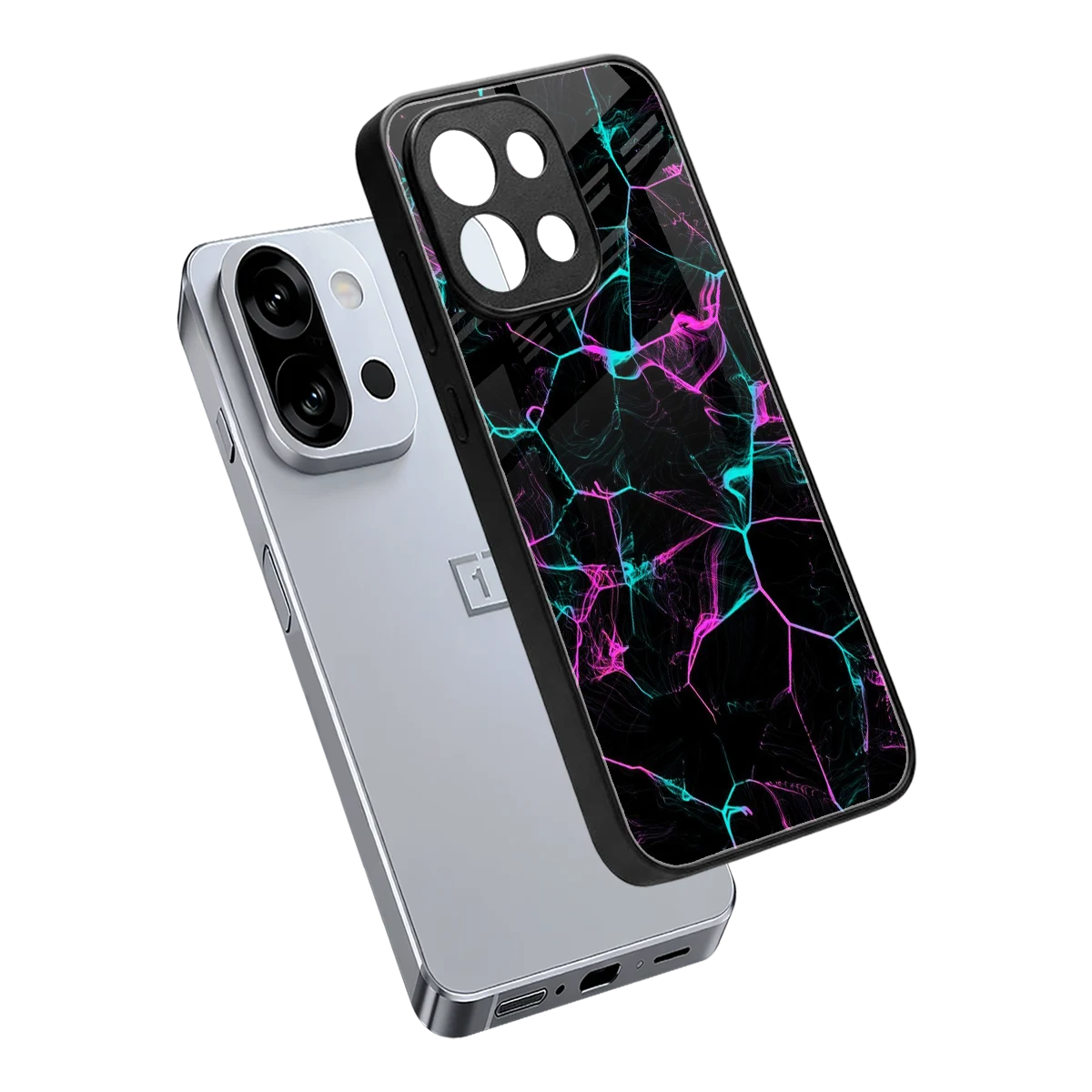 Nebula Veins sleek oneplus 13s cover with tempered glass back and TPU edges
