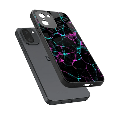 Nebula Veins sleek oneplus 15r cover with tempered glass back and TPU edges