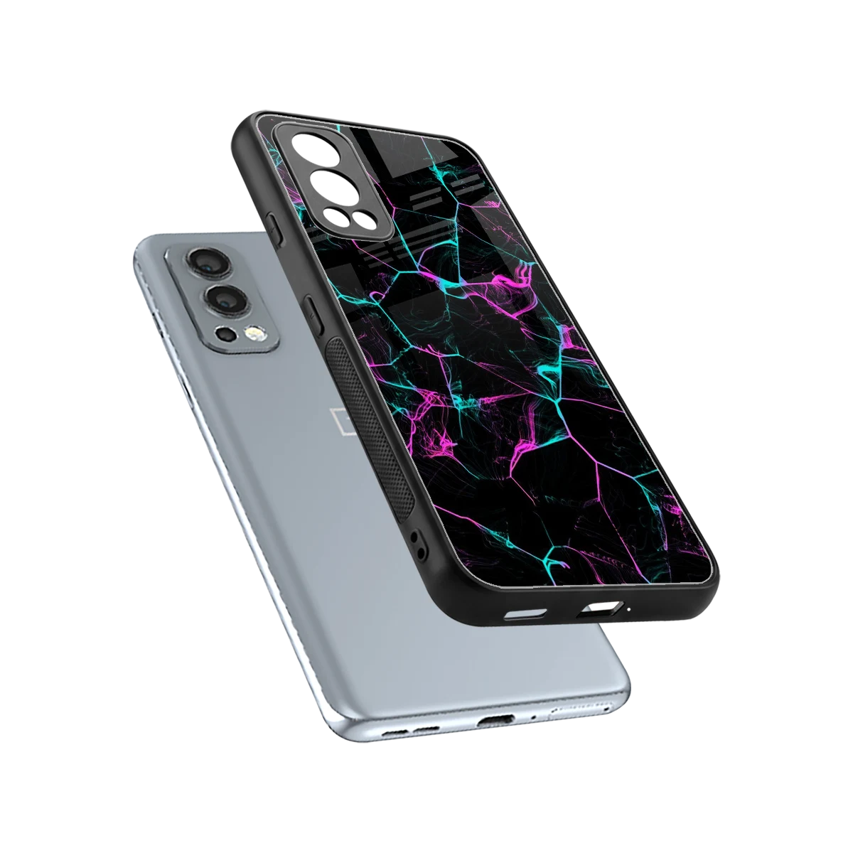 Nebula Veins sleek oneplus nord 2 cover with tempered glass back and TPU edges