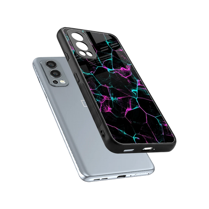 Nebula Veins sleek oneplus nord 2 cover with tempered glass back and TPU edges