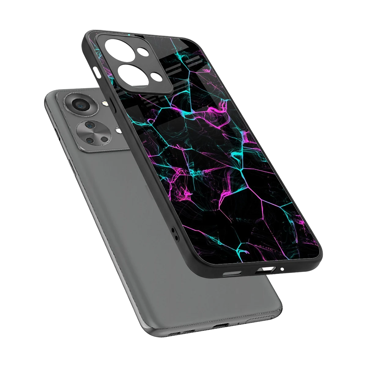 Nebula Veins sleek oneplus nord 2t cover with tempered glass back and TPU edges