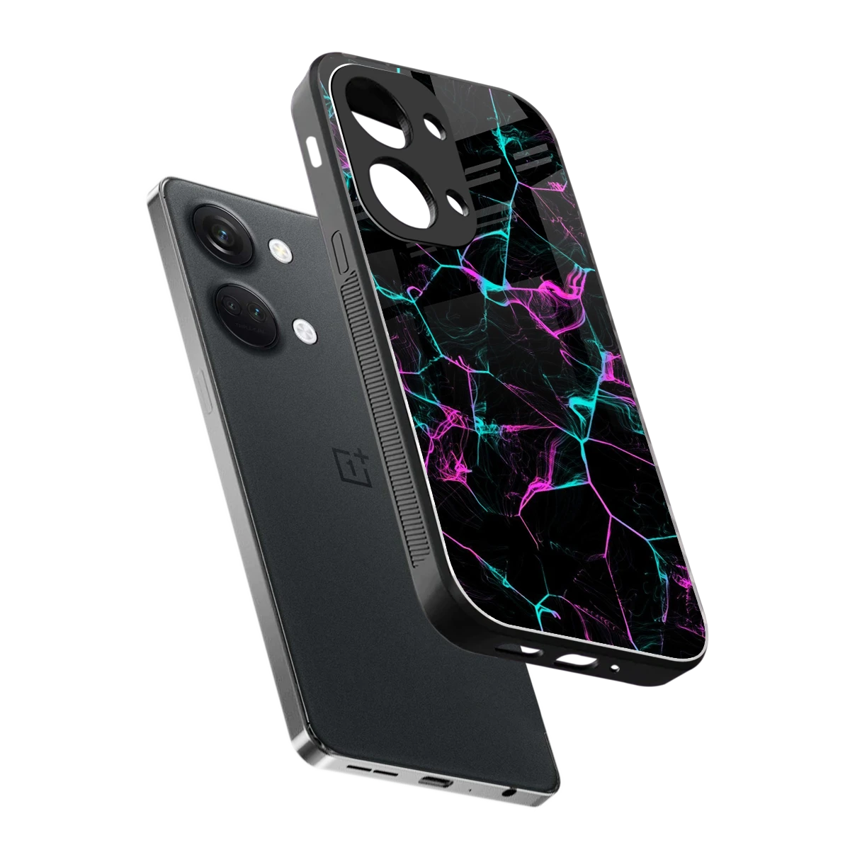 Nebula Veins sleek oneplus nord 3 cover with tempered glass back and TPU edges