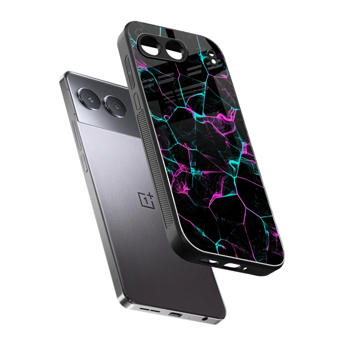 Nebula Veins sleek oneplus nord 4 cover with tempered glass back and TPU edges