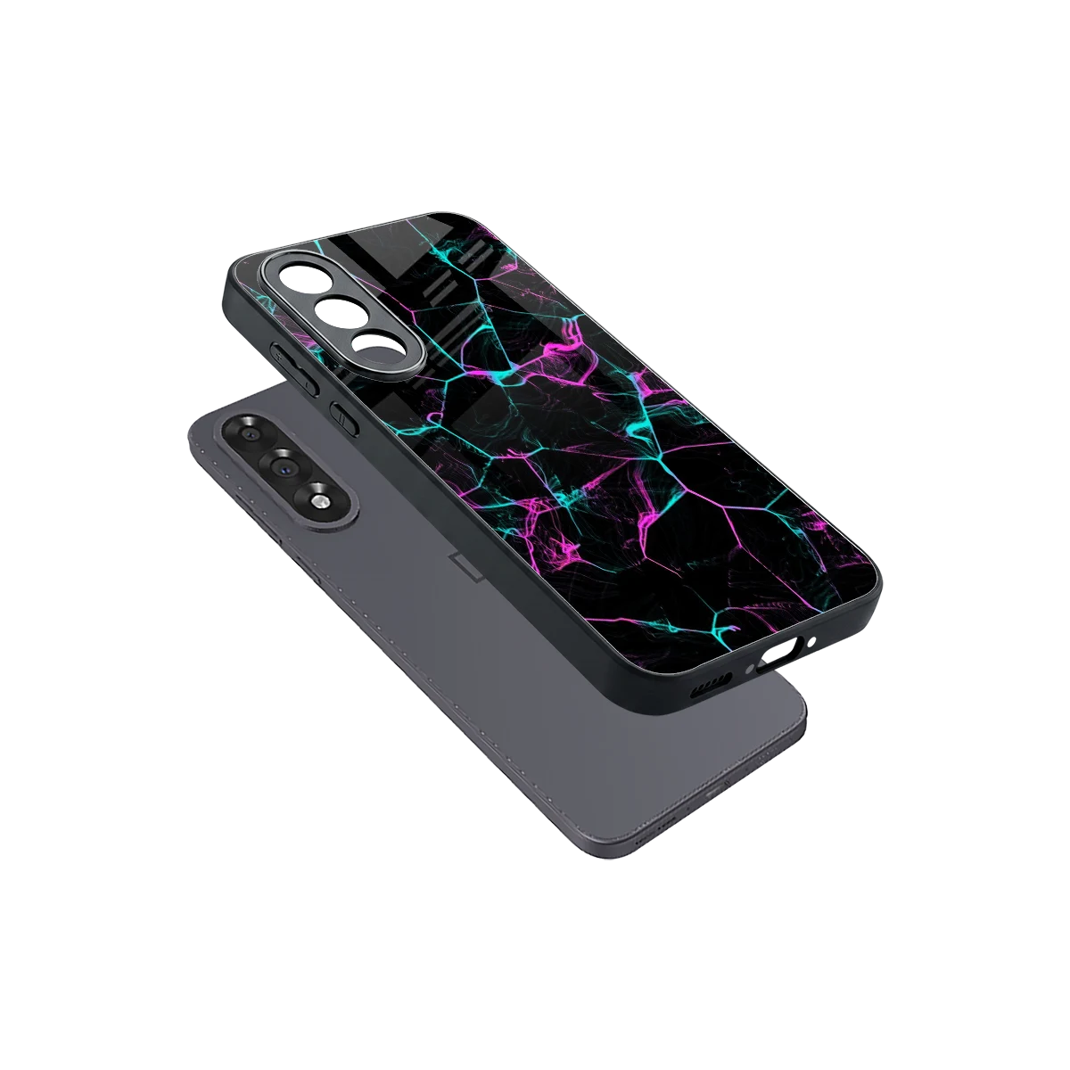 Nebula Veins sleek oneplus nord 5 cover with tempered glass back and TPU edges