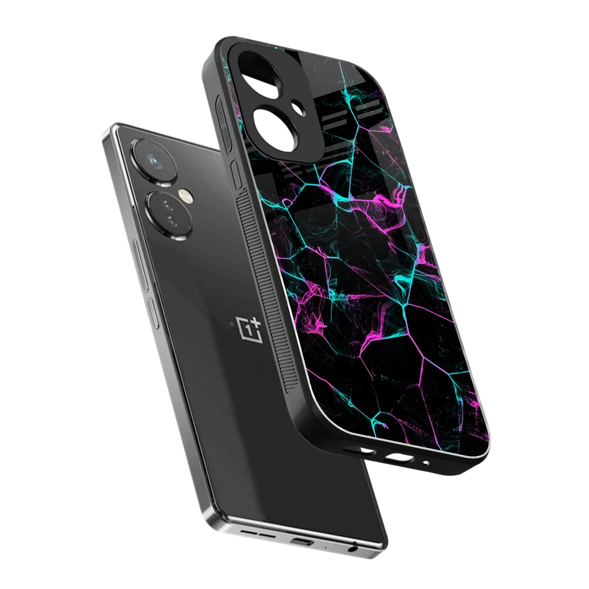 Nebula Veins sleek oneplus nord ce 3 cover with tempered glass back and TPU edges