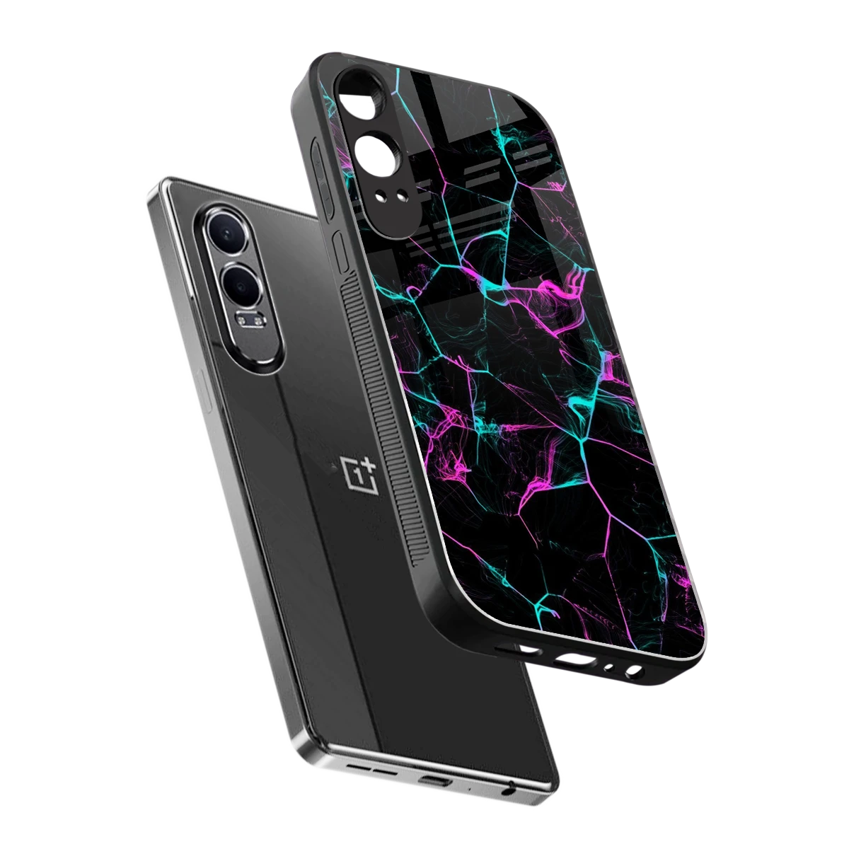 Nebula Veins sleek oneplus nord ce 4 lite cover with tempered glass back and TPU edges