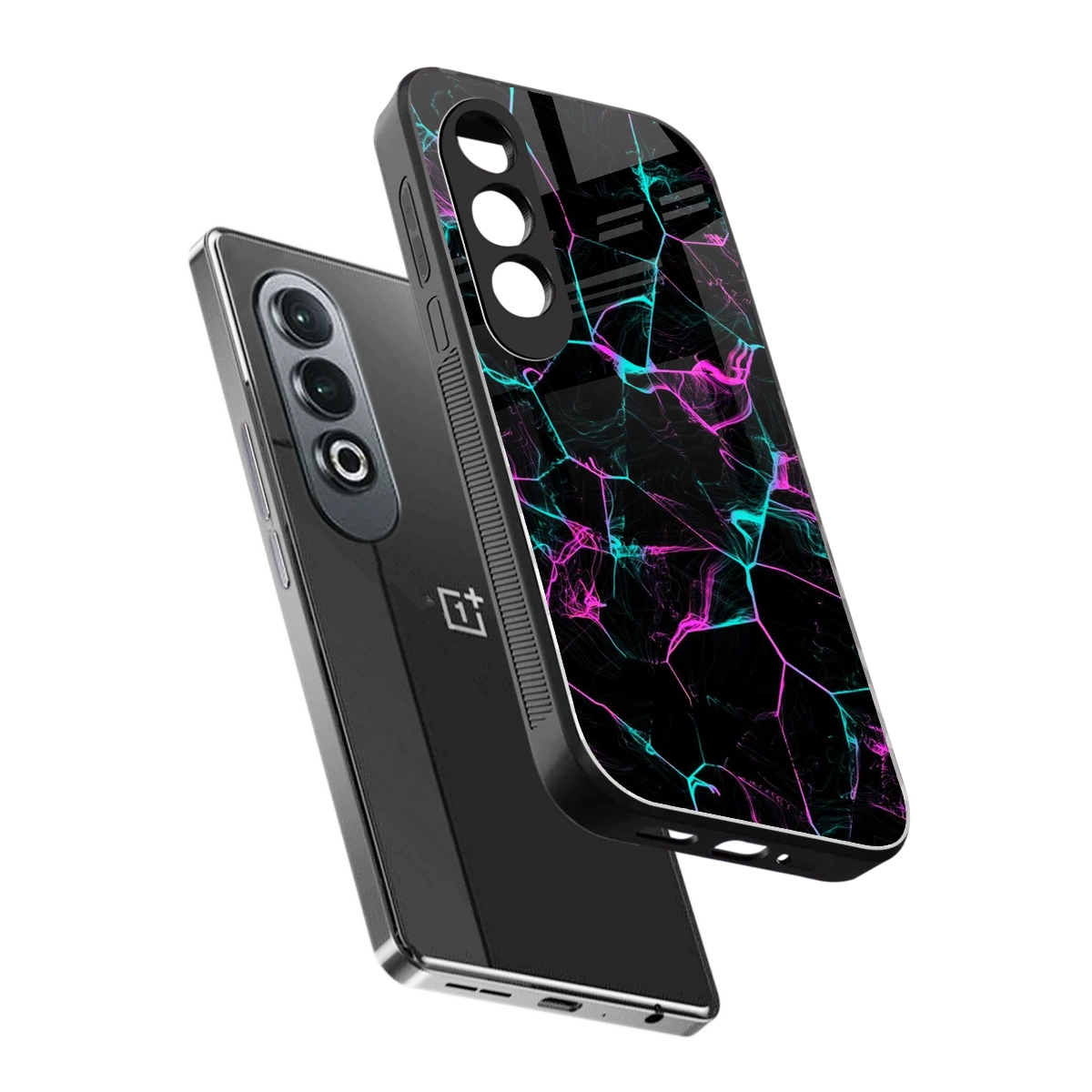 Nebula Veins sleek oneplus nord ce 4 cover with tempered glass back and TPU edges