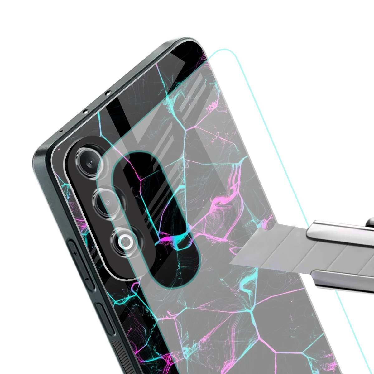 Nebula Veins stylish phone case for oneplus nord ce 4 | glossy glass and slim fit