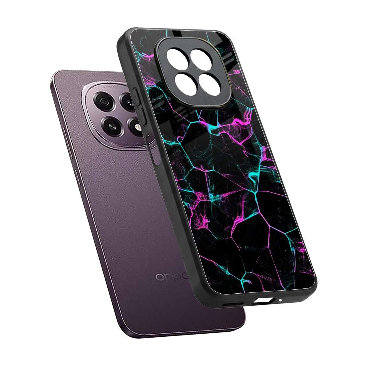 Nebula Veins sleek oppo f29 5g cover with tempered glass back and TPU edges