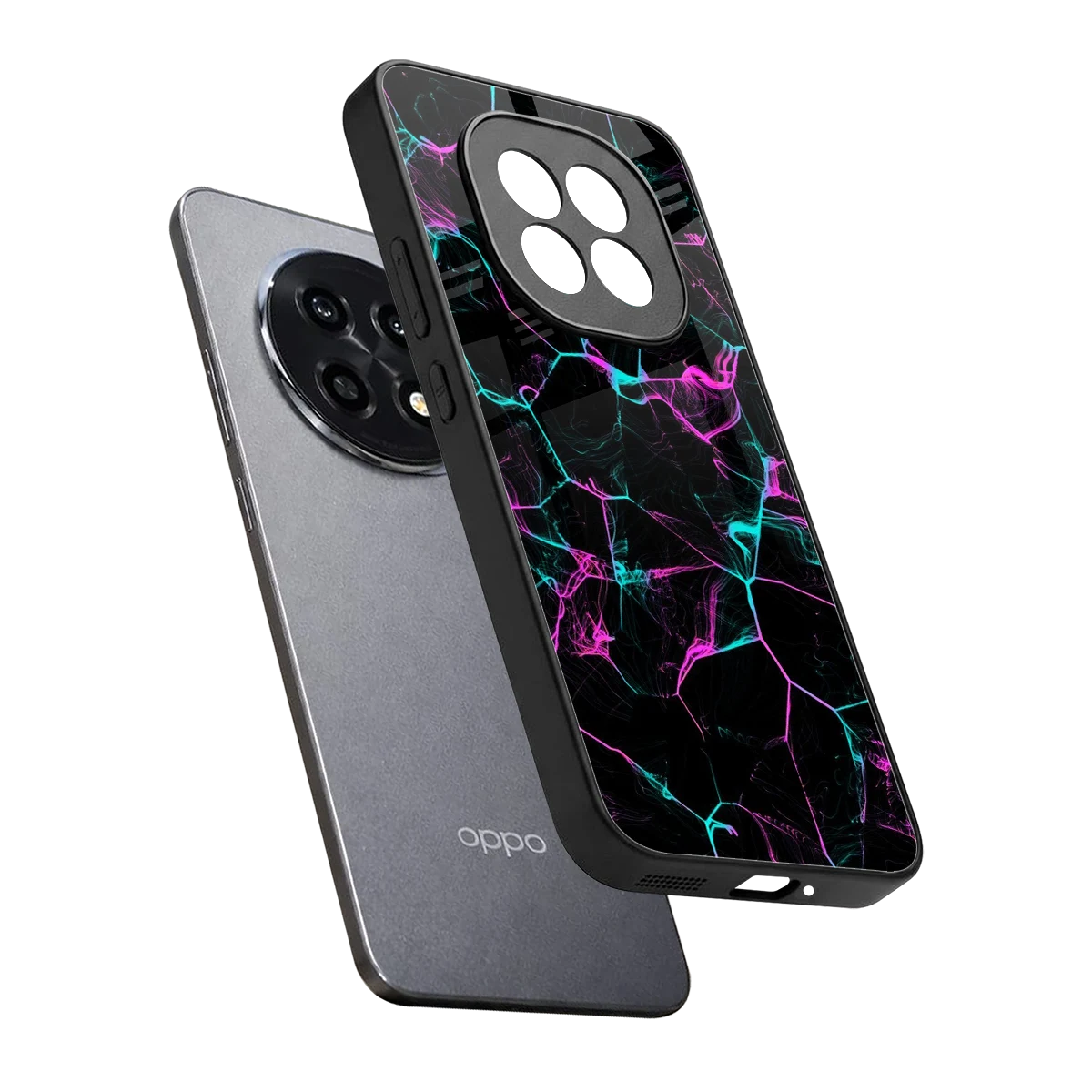 Nebula Veins sleek oppo f29 pro 5g cover with tempered glass back and TPU edges