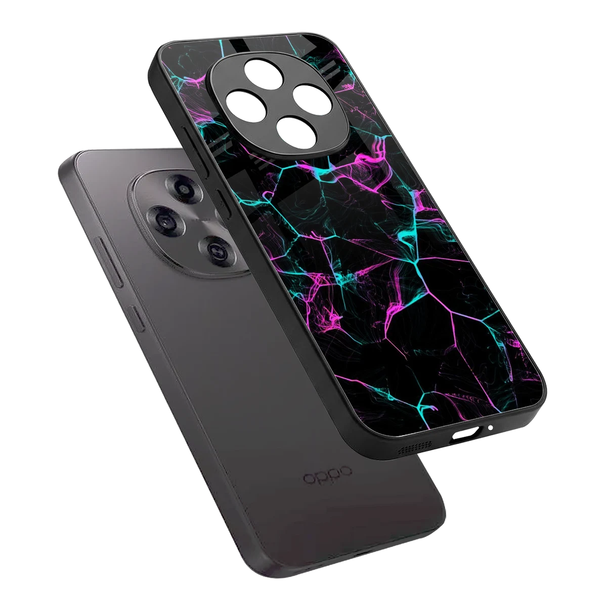 Nebula Veins sleek oppo f31 pro 5g cover with tempered glass back and TPU edges