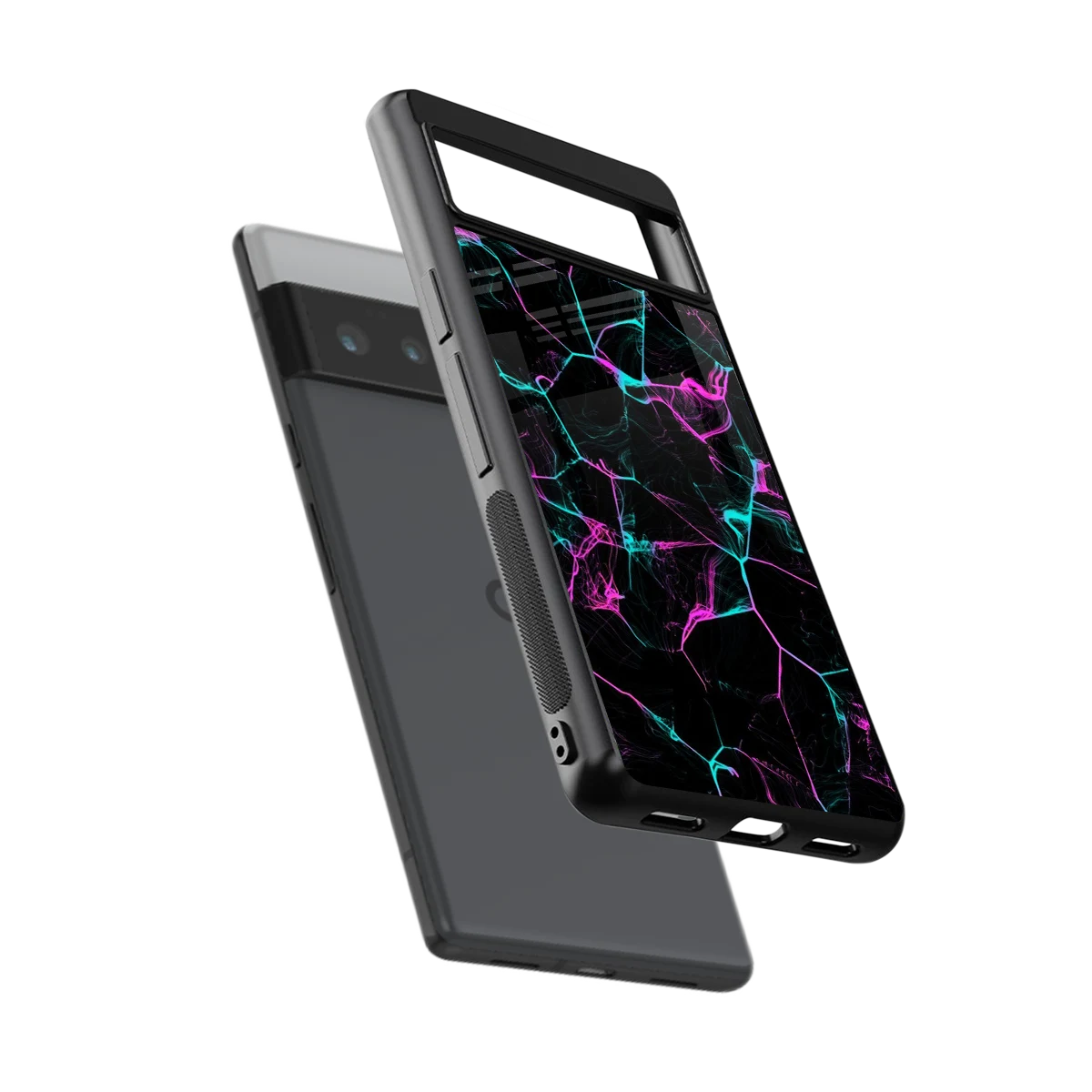 Nebula Veins sleek google pixel 6 pro cover with tempered glass back and TPU edges