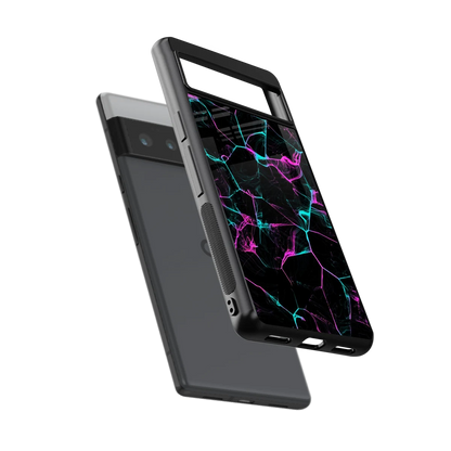 Nebula Veins sleek google pixel 6 pro cover with tempered glass back and TPU edges