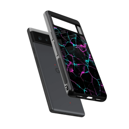 Nebula Veins sleek google pixel 6 cover with tempered glass back and TPU edges
