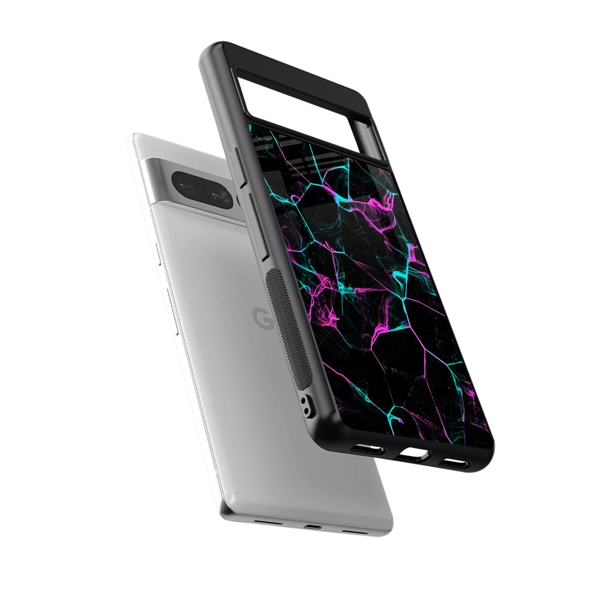 Nebula Veins sleek google pixel 7 pro cover with tempered glass back and TPU edges