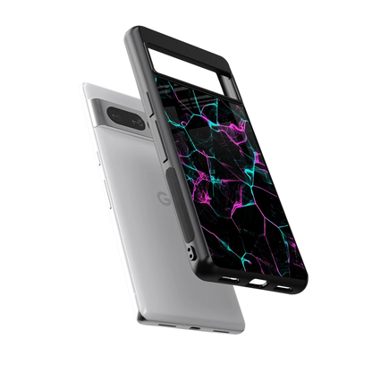 Nebula Veins sleek google pixel 7 pro cover with tempered glass back and TPU edges