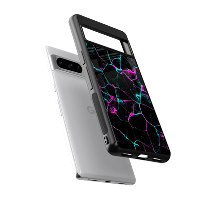 Nebula Veins sleek google pixel 8 pro cover with tempered glass back and TPU edges