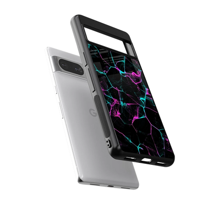 Nebula Veins sleek google pixel 8 cover with tempered glass back and TPU edges