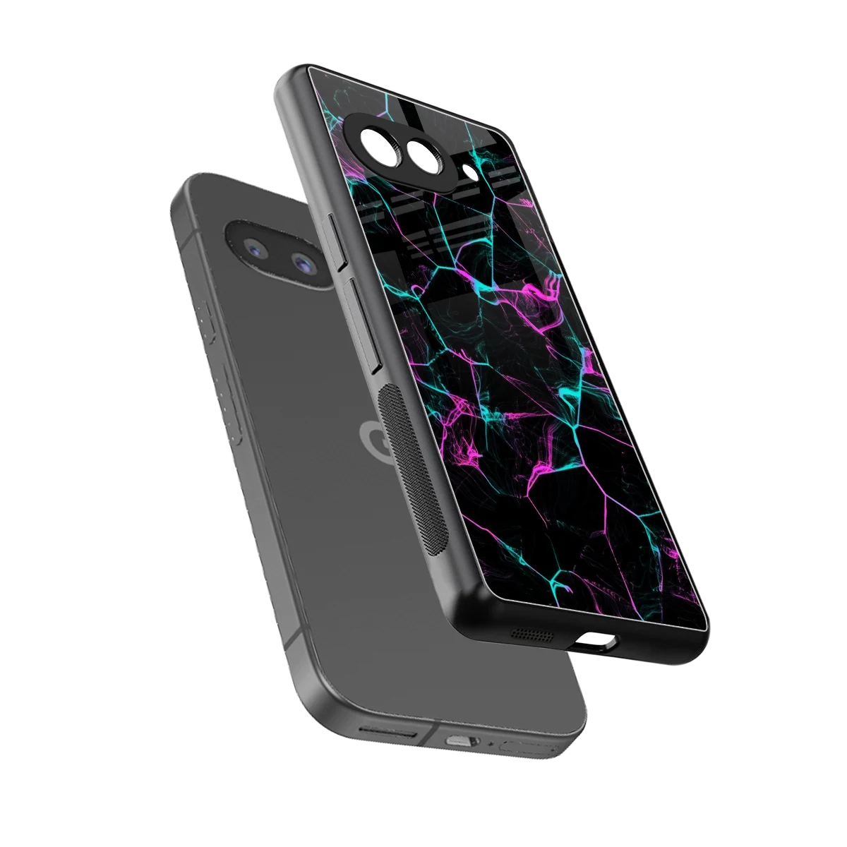 Nebula Veins sleek google pixel 10a cover with tempered glass back and TPU edges