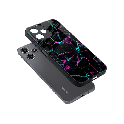 Nebula Veins sleek redmi 12 5g cover with tempered glass back and TPU edges