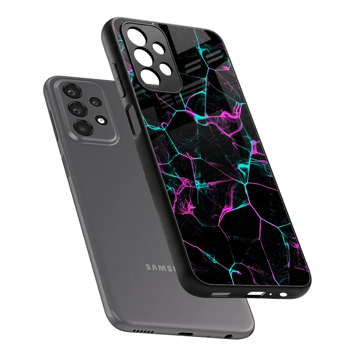 Nebula Veins sleek samsung galaxy a23 cover with tempered glass back and TPU edges
