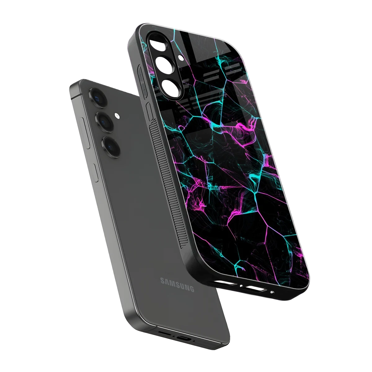 Nebula Veins sleek samsung galaxy a55 5g cover with tempered glass back and TPU edges