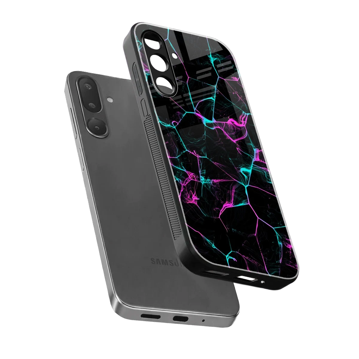Nebula Veins sleek samsung galaxy m36 5g cover with tempered glass back and TPU edges