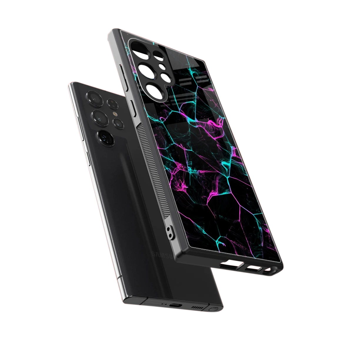 Nebula Veins sleek samsung galaxy s23 ultra cover with tempered glass back and TPU edges