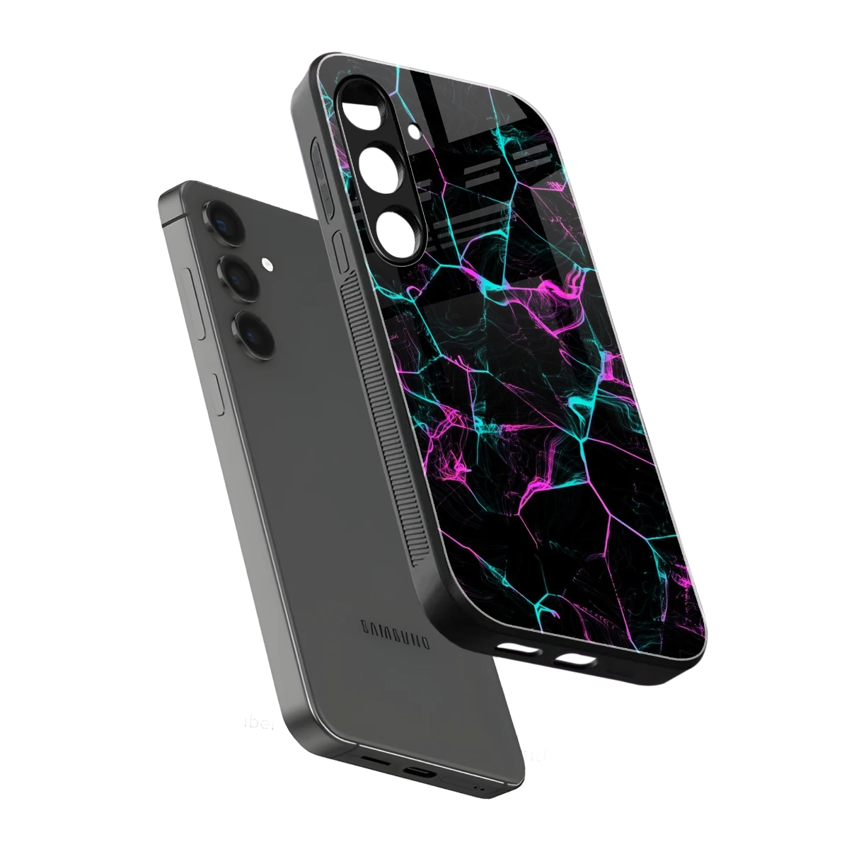 Nebula Veins sleek samsung galaxy s24 fe cover with tempered glass back and TPU edges