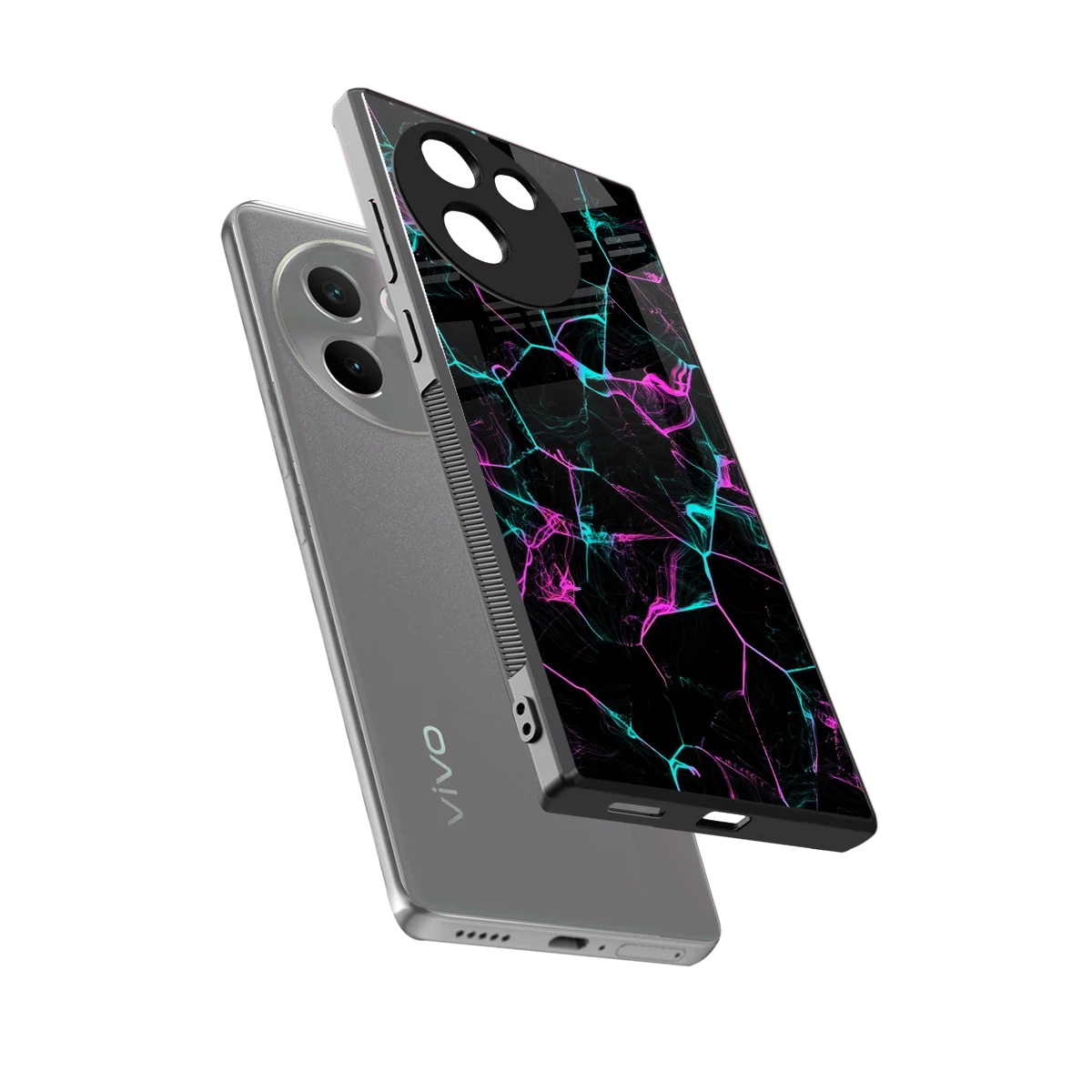 Nebula Veins sleek vivo v30e cover with tempered glass back and TPU edges