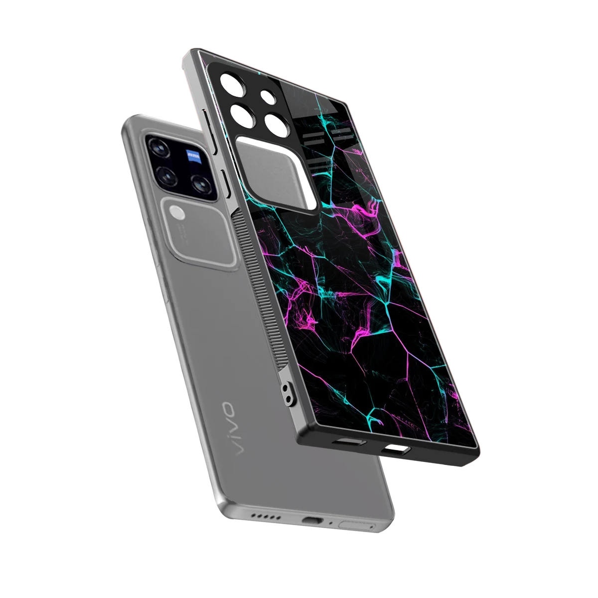 Nebula Veins sleekvivo v30 pro cover with tempered glass back and TPU edges