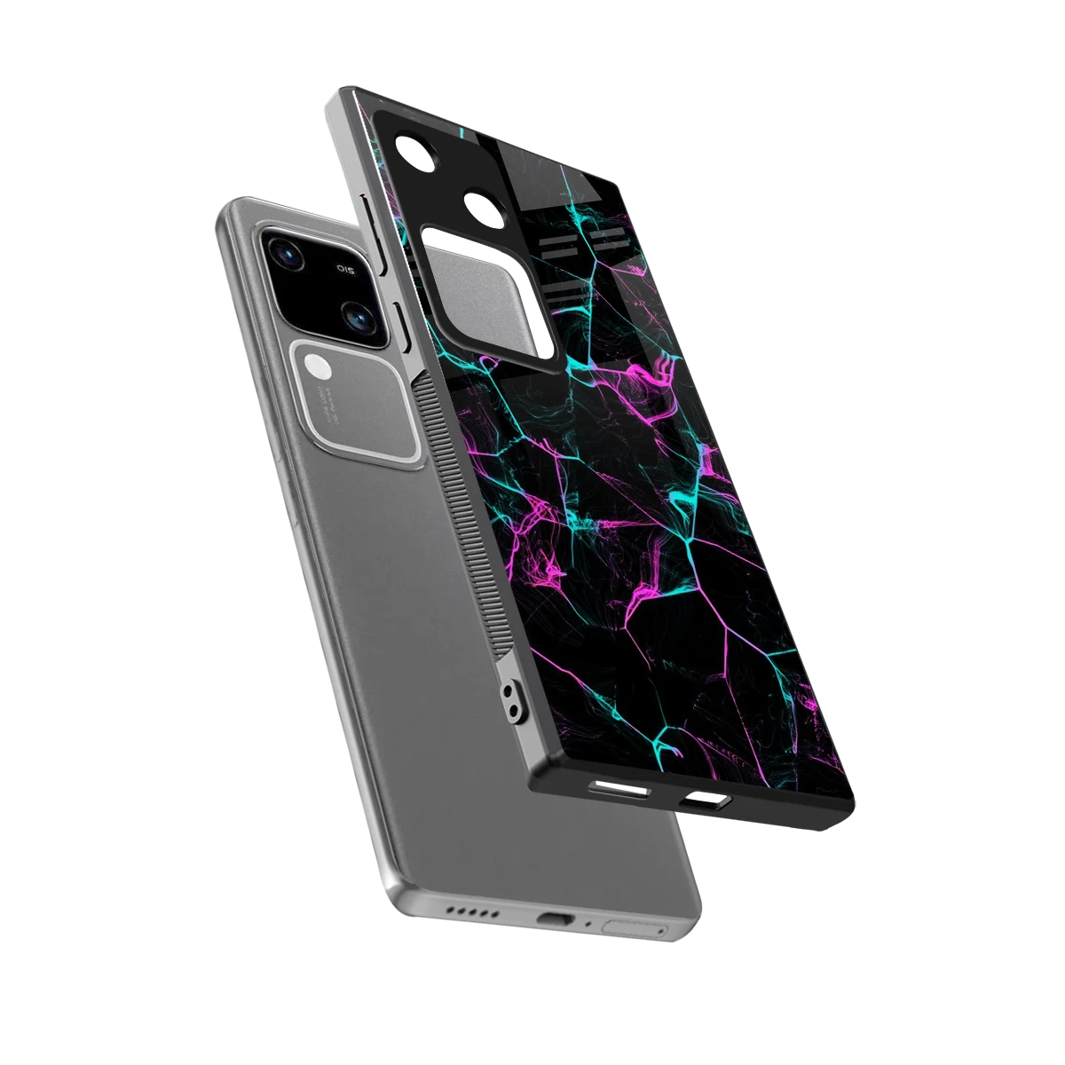 Nebula Veins sleek vivo v30 cover with tempered glass back and TPU edges