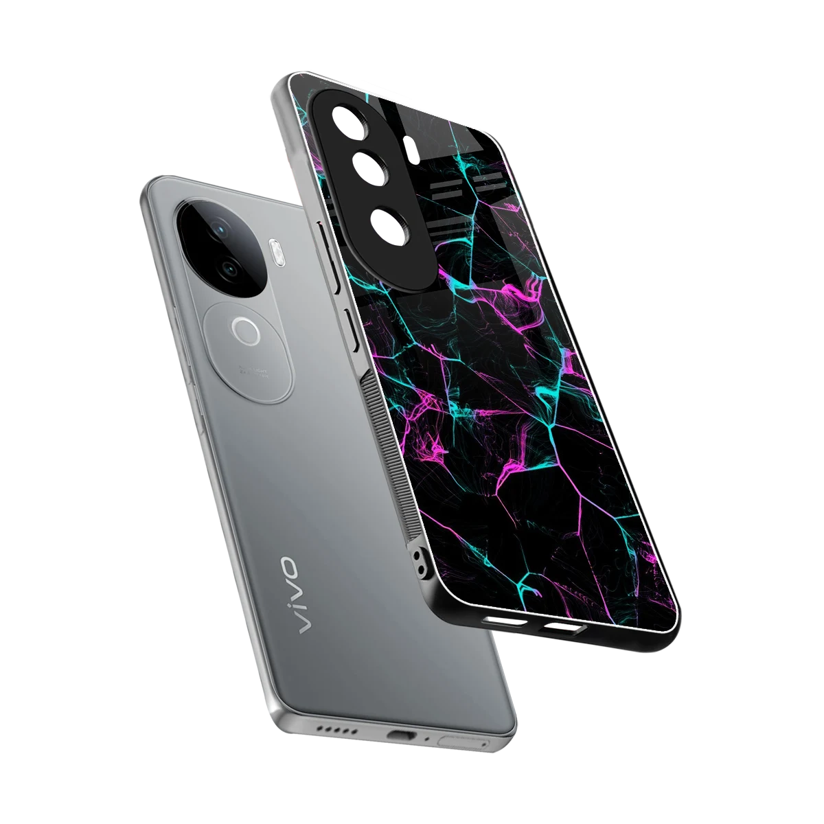 Nebula Veins sleek vivo v40e cover with tempered glass back and TPU edges