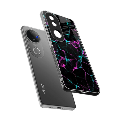 Nebula Veins sleek vivo v50 cover with tempered glass back and TPU edges