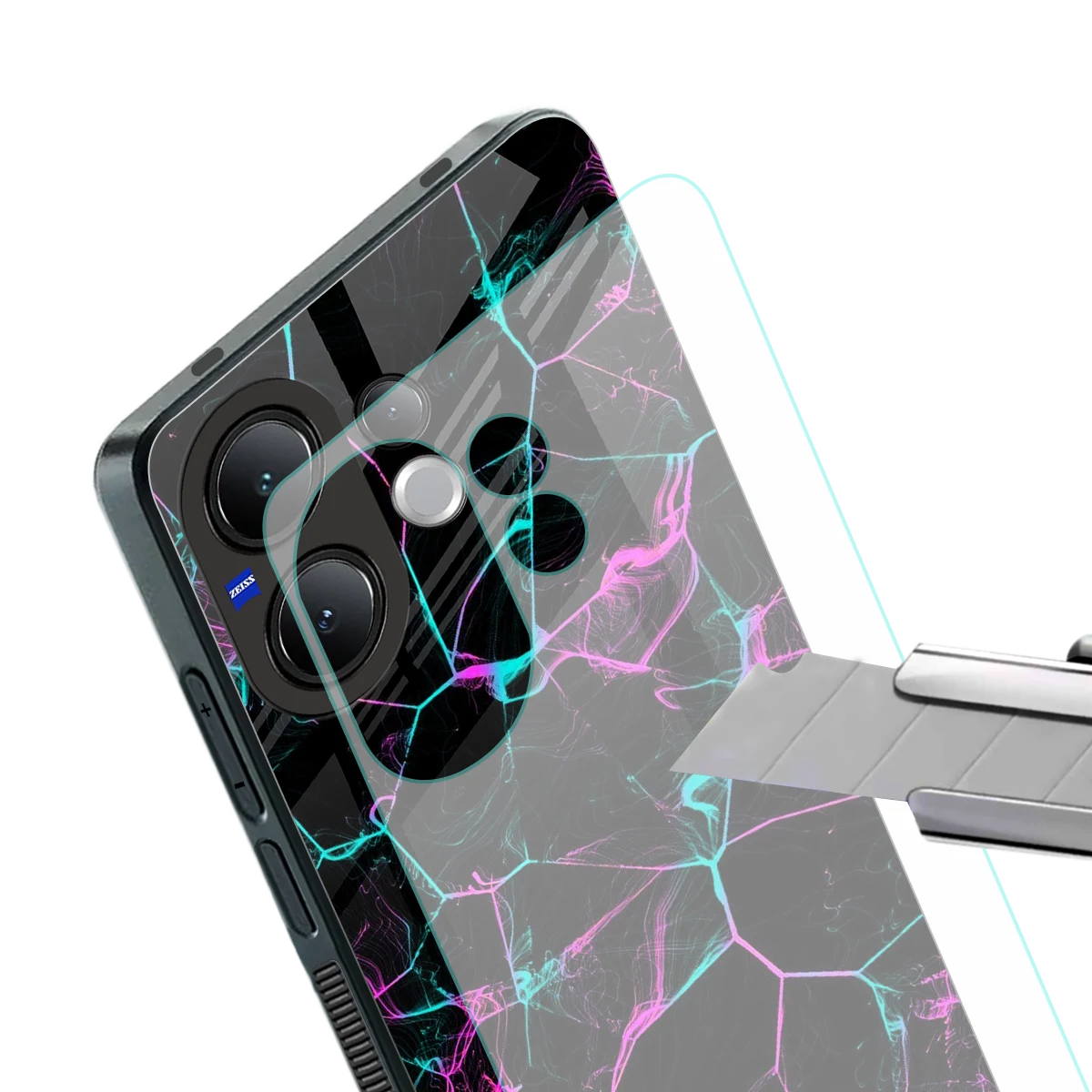 Nebula Veins stylish phone case for vivo v60 | glossy glass and slim fit