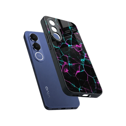 Nebula Veins sleek vivo v70 fe cover with tempered glass back and TPU edges