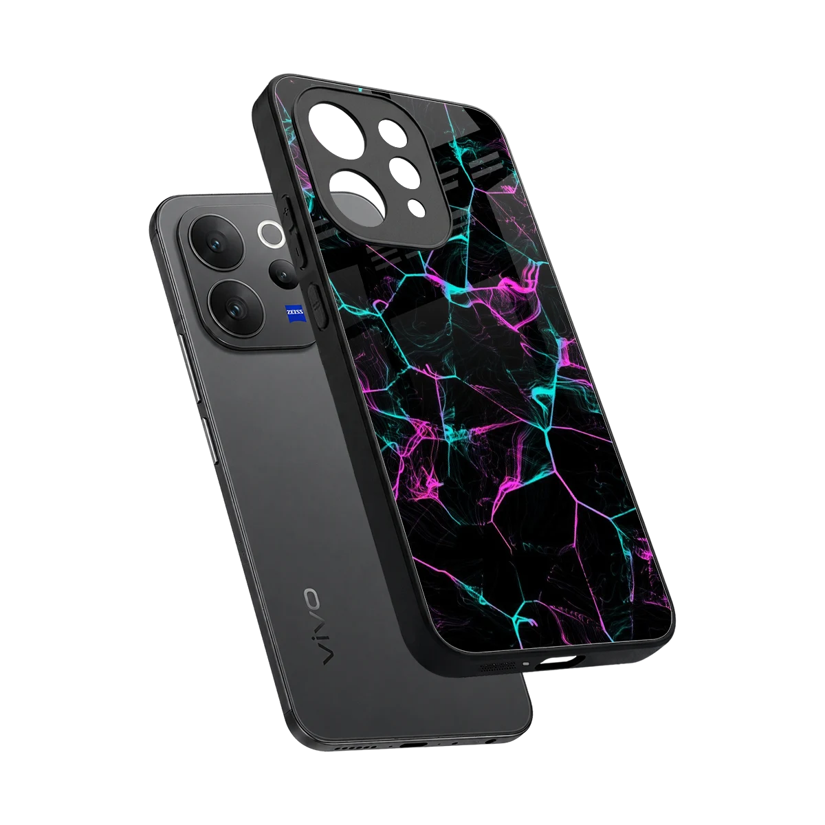 Nebula Veins sleek vivo v70 cover with tempered glass back and TPU edges