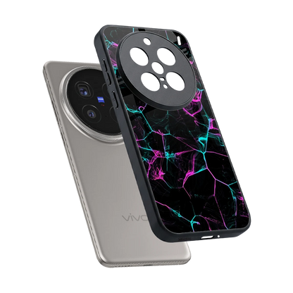 Nebula Veins sleek vivo x200 pro cover with tempered glass back and TPU edges