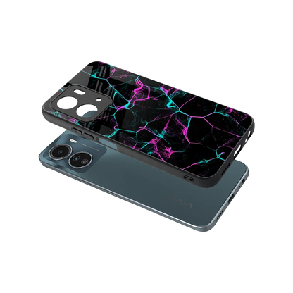 Nebula Veins sleek vivo y16 cover with tempered glass back and TPU edges