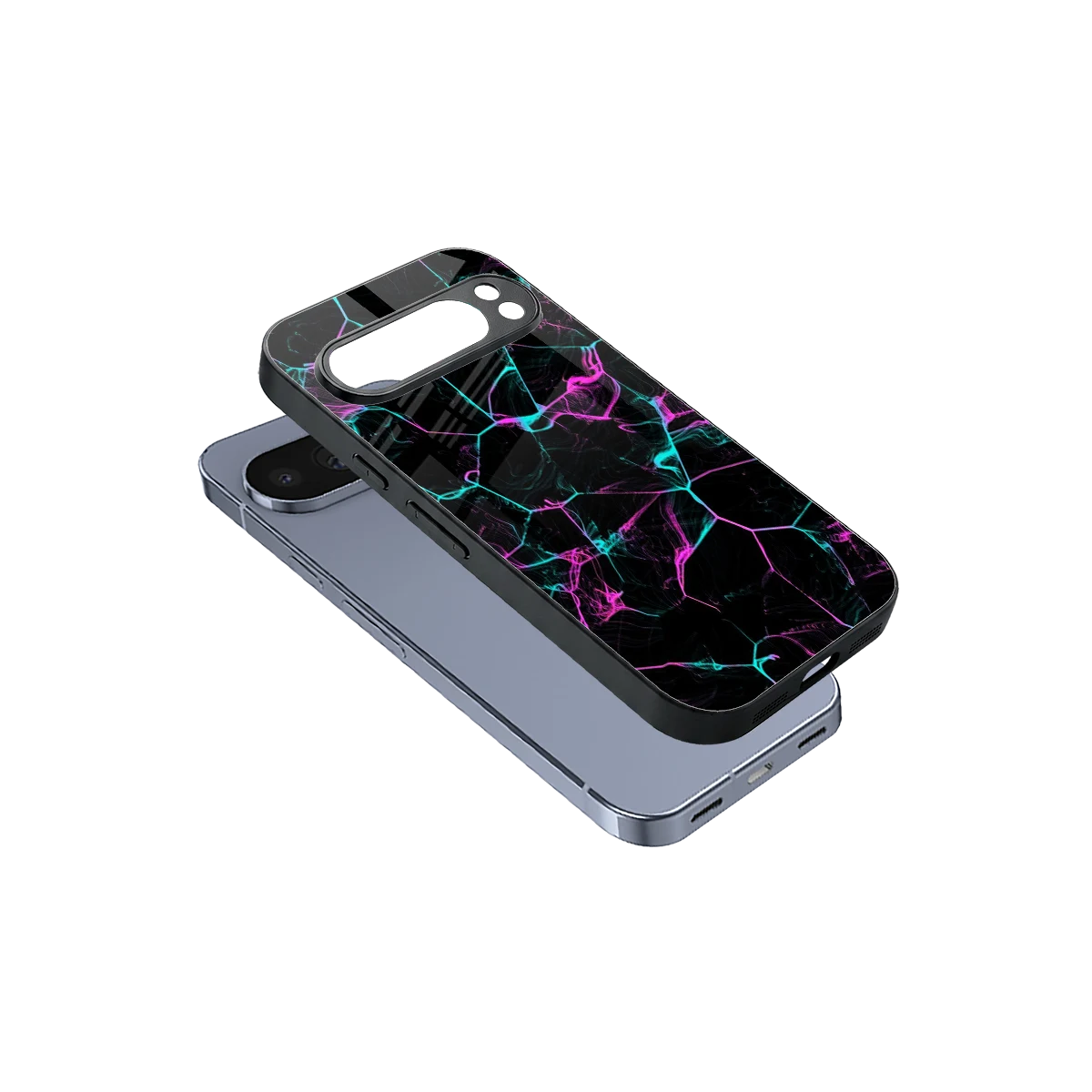 Nebula Veins sleek google pixel 10 pro cover with tempered glass back and TPU edges