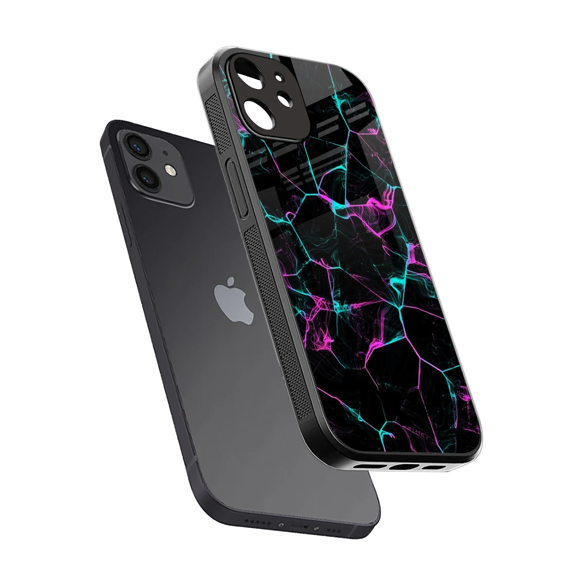 Nebula Veins sleek iphone 12 cover with tempered glass back and TPU edges
