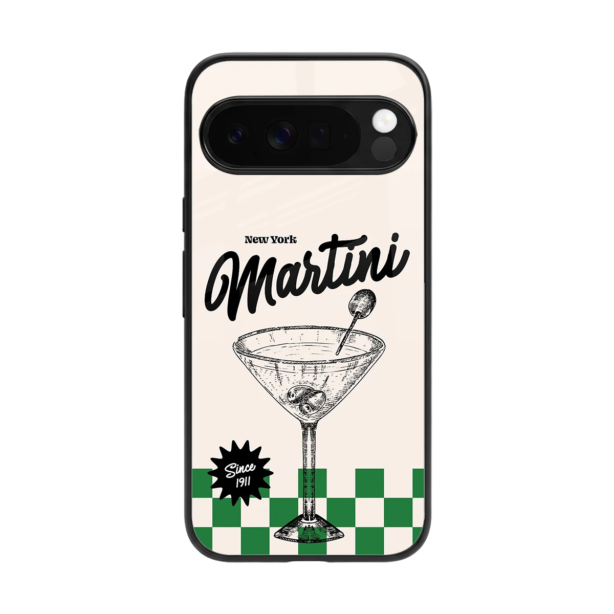 Newyork Martini back phone cover | glass case for google pixel 10 pro xl