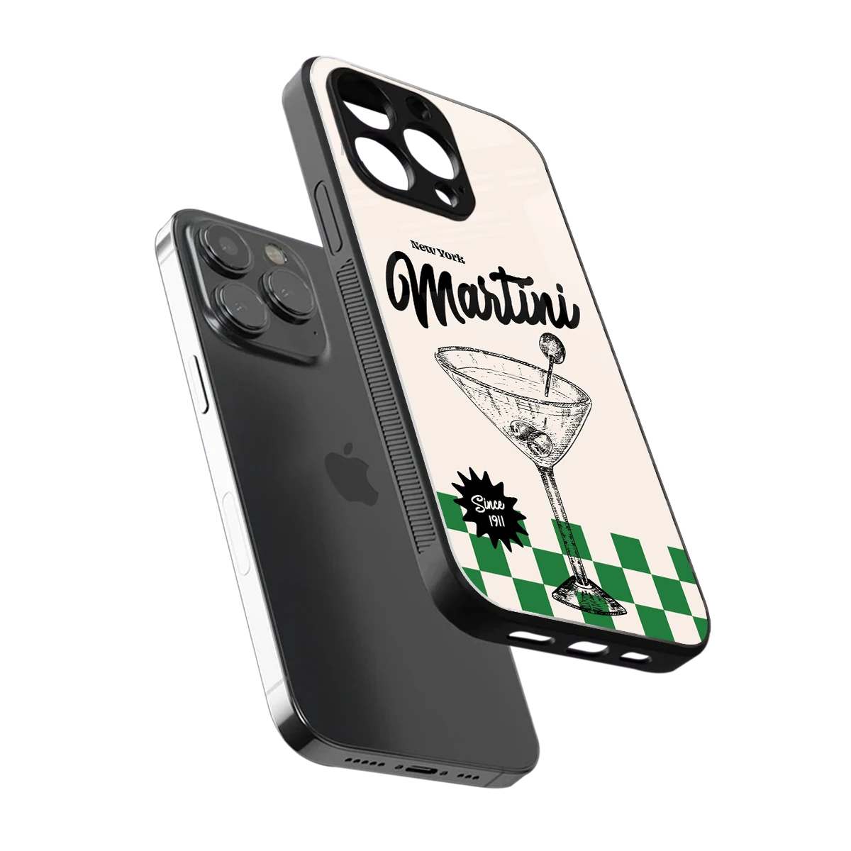 Newyork Martini sleek iphone 13 pro cover with tempered glass back and TPU edges