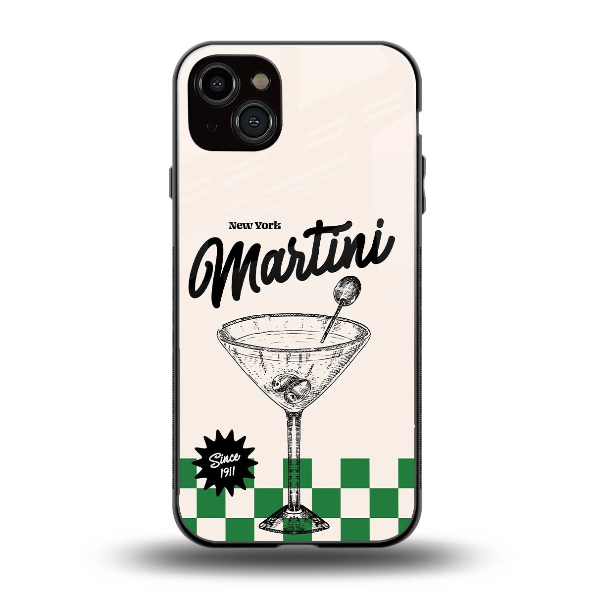 Newyork Martini back phone cover | glass case for iphone 15 plus