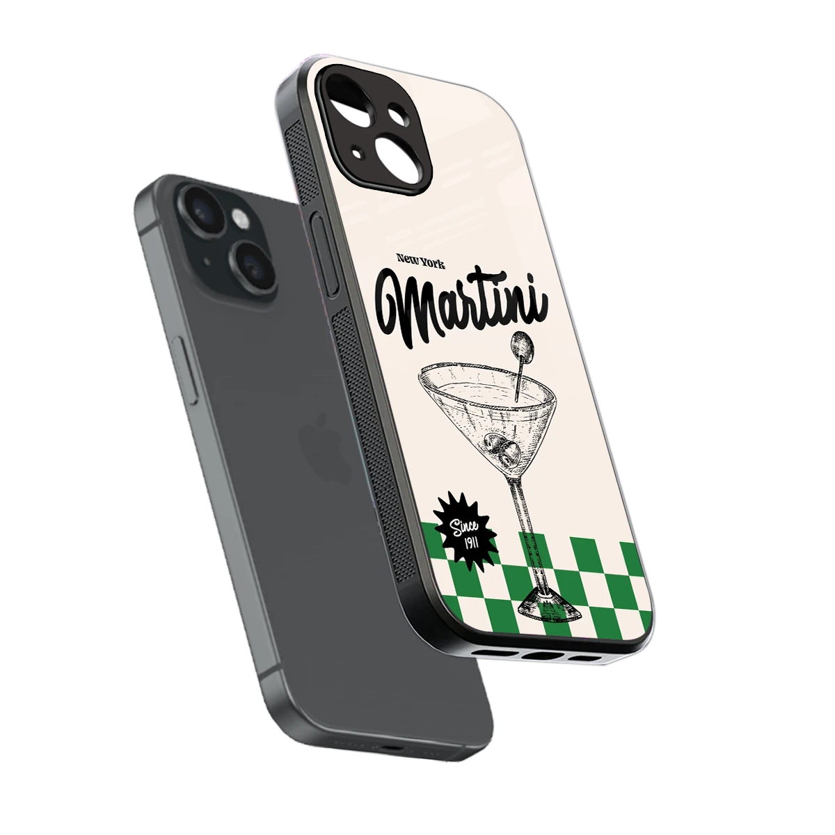 Newyork Martini sleek iphone 15 cover with tempered glass back and TPU edges